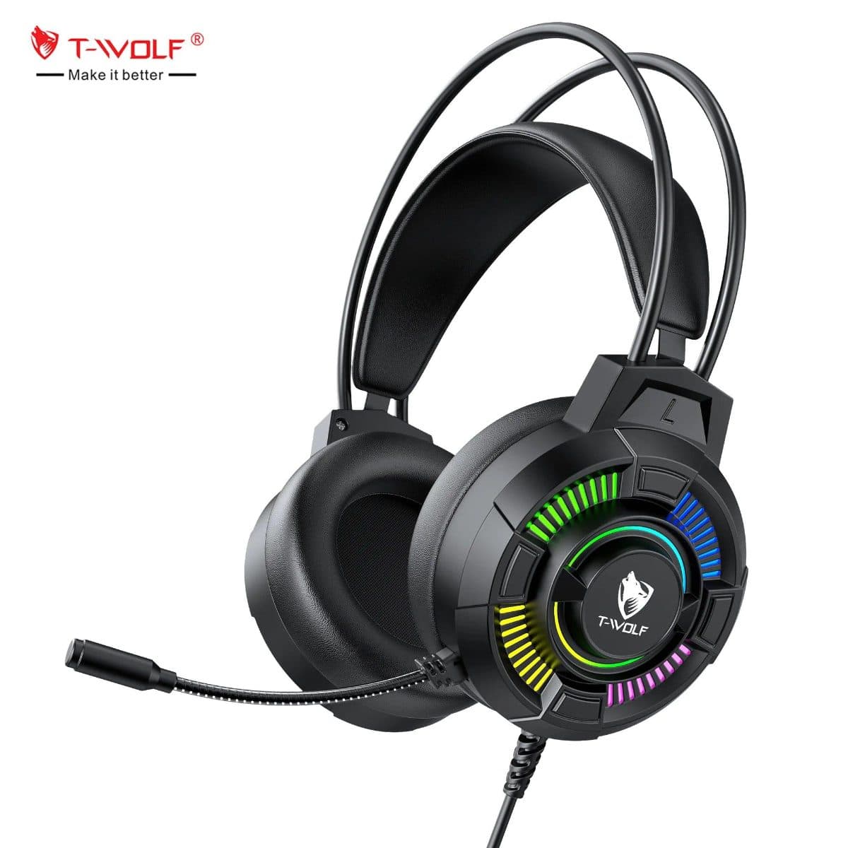 T-WOLF H140 RGB Gaming Headset – 7.1 USB Surround Sound with Microphone preview 3