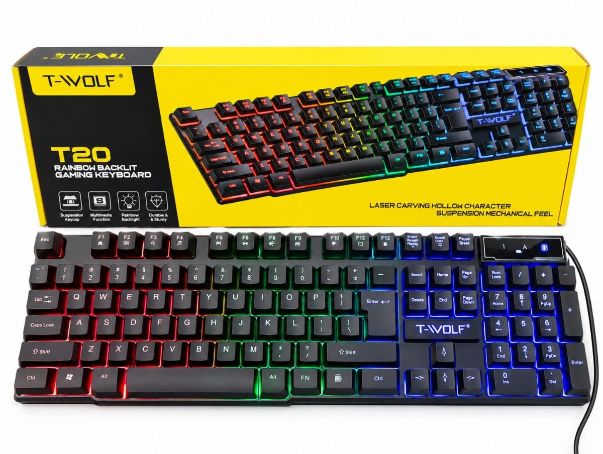 T-WOLF T20 RAINBOW GAMING KEYBOARD
